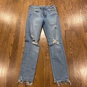 Just Black distressed skinny jean with raw hem size 28